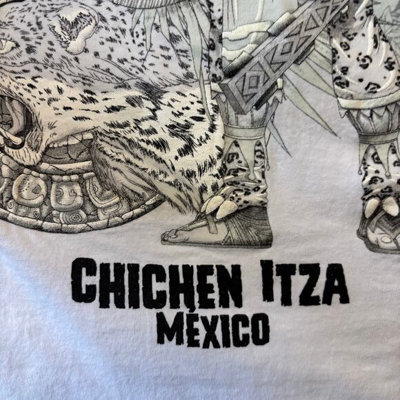 Chichen Itza Mexico Shirt Mayan Warrior Puff Paint Jaguar Ruins Eagle Palm Trees - Picture 3 of 9